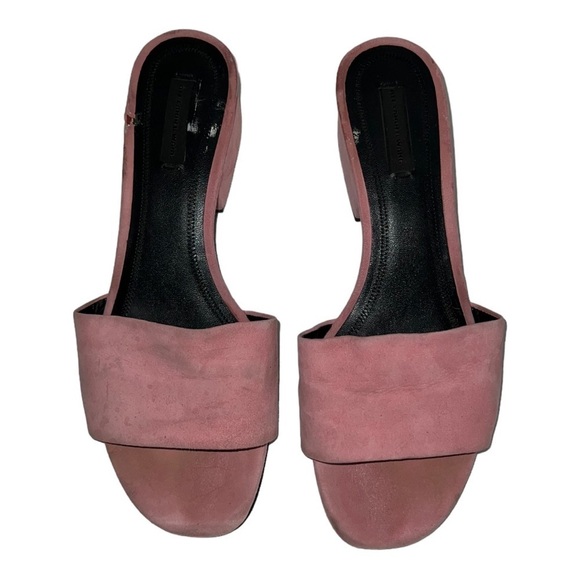 Alexander Wang Lou Pink Suede Slide Sandals - Picture 2 of 10